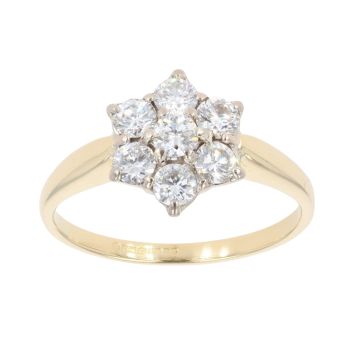 9ct Yellow Gold 1.00ct Diamond Cluster Ring