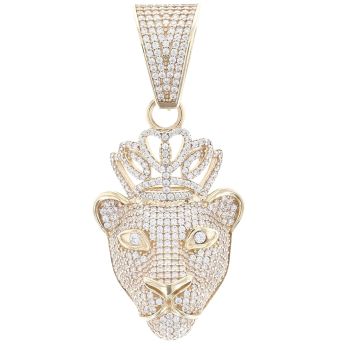 9ct Yellow Gold Cubic Zirconia Princess Lion Pendant