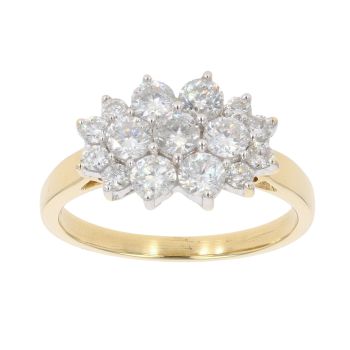 18ct Yellow Gold 1.50ct Brilliant Cut Diamond Cluster Ring