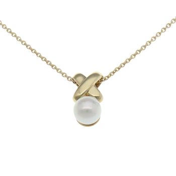 18ct Yellow Gold Pearl Pendant and Belcher Chain 16"