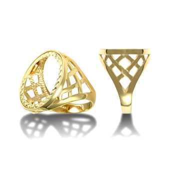 9ct Yellow Gold Full Sovereign Basket Ring Mount