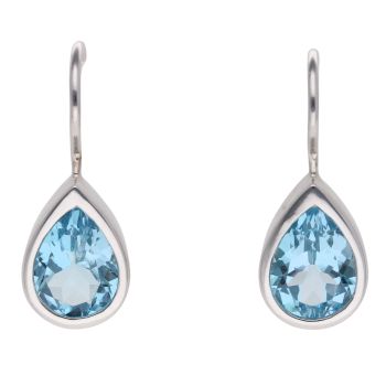 925 Sterling Silver Topaz Teardrop Drop Earrings