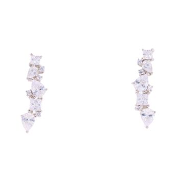Silver Cubic Zirconia Drop Stud Earrings by Icesia