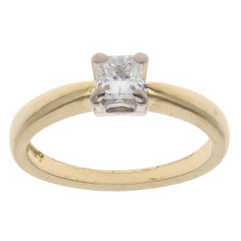 18ct Yellow Gold 0.40ct Princess Cut Diamond Solitaire Ring
