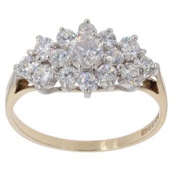 9ct Yellow Gold Cubic Zirconia Cluster Ring