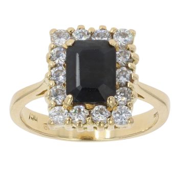 18ct Yellow Gold Sapphire And Cubic Zirconia Cluster Ring