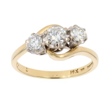 18ct Yellow Gold 0.75ct Brilliant Cut Diamond Trilogy Ring