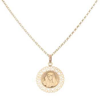 9ct Yellow Gold Our Lady Pendant and Chain 22"