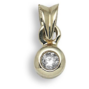 9ct Yellow Gold 0.10ct Rubover Diamond Pendant