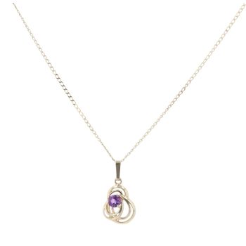 9ct Yellow Gold Amethyst Knot Pendant and Chain 18"