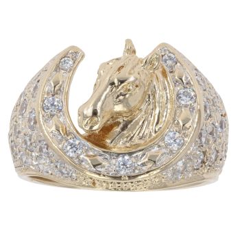 9ct Yellow Gold Cubic Zirconia Horseshoe Ring