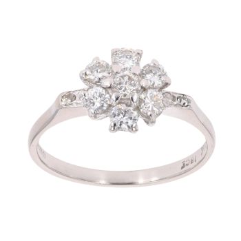 18ct White Gold 0.75ct Brilliant Cut Diamond Cluster Ring