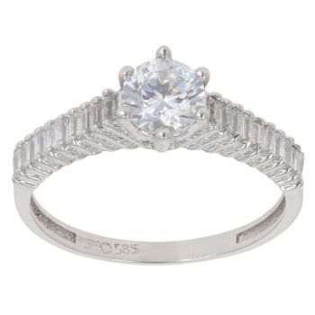 14ct White Gold Cubic Zirconia Solitaire Ring