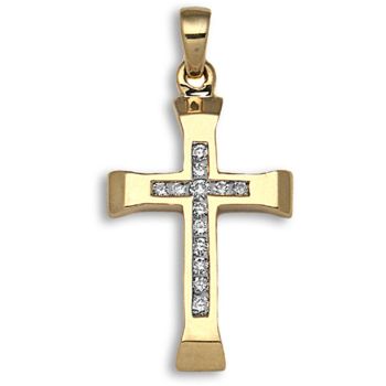 9 Carat Yellow Gold 25pts Diamond Cross