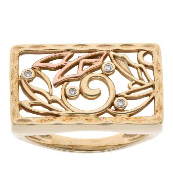 9ct Yellow and Rose Gold 0.05ct Diamond Clogau Tylwyth Mother Of Pearl Ring