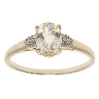 9ct Yellow Gold 0.05ct Diamond And Spodumene Solitaire Ring
