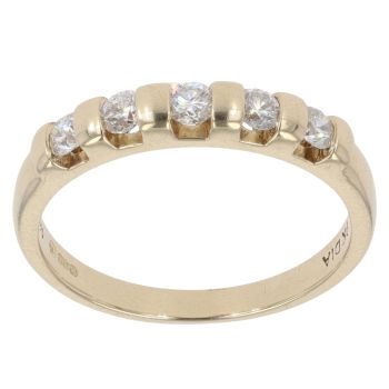 9ct Yellow Gold 0.25ct Brilliant Cut Diamond Five Stone Ring