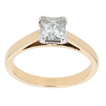 18ct Yellow Gold 1.00ct Princess Cut Diamond Solitaire Ring