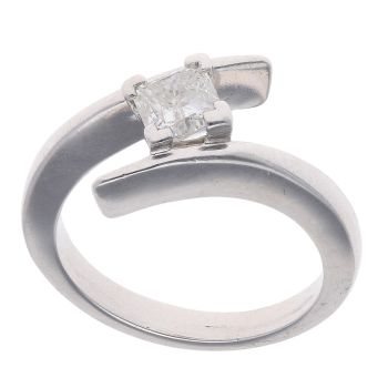 Platinum 0.50ct Princess Cut Diamond Solitaire Ring
