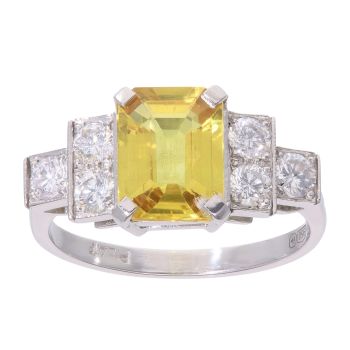 Platinum 2.50ct Yellow Sapphire and 0.60ct Diamond Dress Ring