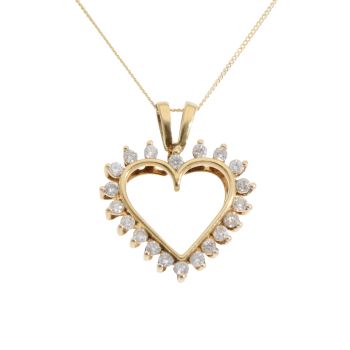 18ct Yellow Gold 0.50ct Diamond Heart Pendant And Chain 18"