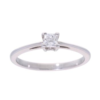 9ct White Gold Princess Cut 0.25ct Diamond Solitaire Ring