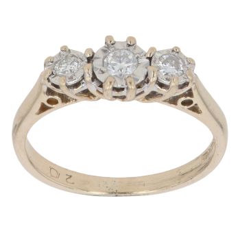 9ct Yellow Gold 0.20ct Diamond Trilogy Ring