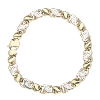 9ct Yellow and White Gold Fancy Bracelet 7.5"