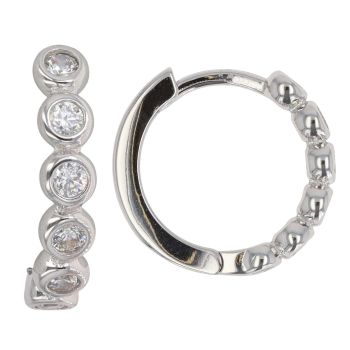 Silver Cubic Zirconia Bubble Hoop Earrings by Icesia
