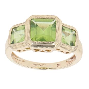 9ct Yellow Gold Peridot Three Stone Ring