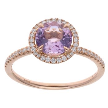 18ct Rose Gold 0.30ct Diamond And Amethyst Cluster Ring
