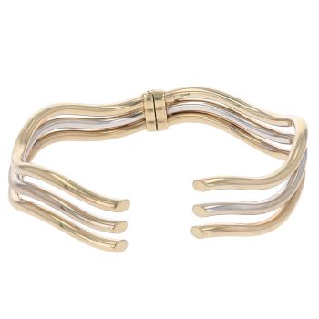9ct Yellow And White Gold Three Row Bangle