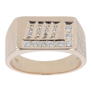 9ct Yellow Gold Cubic Zirconia Signet Ring