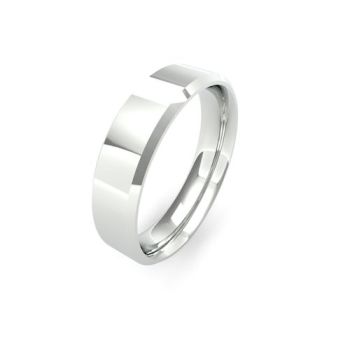 18ct White Gold 5mm Soft Chamfered Edge Wedding Band