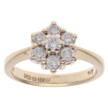 9ct Yellow Gold 0.50ct Brilliant Cut Diamond Cluster Ring