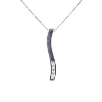 9ct White Gold Cubic Zirconia Wave Pendant and Curb Chain 18"