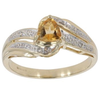 9ct Yellow Gold Citrine and 0.02ct Diamond Fancy Ring