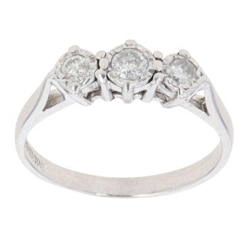 18ct White Gold 0.25ct Brilliant Cut Diamond Trilogy Ring