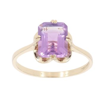 9ct Yellow Gold Single Stone Amethyst Ring