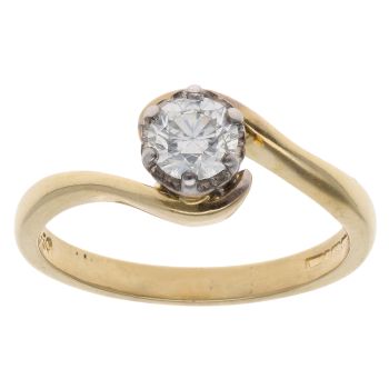 18ct Yellow Gold 0.50ct Brilliant Cut Diamond Twist Solitaire Ring