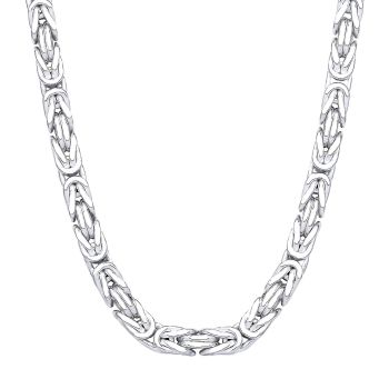 Sterling Silver 5mm Heavy Solid Byzantine Chain Necklace