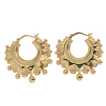 9ct Yellow Gold Large Fancy Creole Earrings