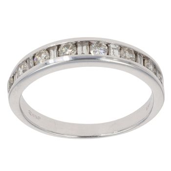 9ct White Gold 0.50ct Brilliant And Baguette Cut Diamond Fancy Ring