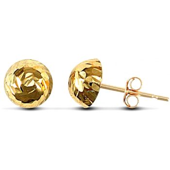 9ct Yellow Gold Diamond Cut Half Ball Studs