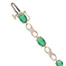 9ct Yellow Gold 0.06ct Diamond And Created Emerald Bracelet 7"