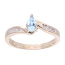 9ct Yellow Gold Created Blue Topaz And Diamond Stone Set Ring