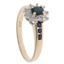 9ct Yellow Gold 0.18ct Diamond and Sapphire Cluster Ring
