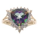 9ct Yellow Gold 0.03ct Diamond And Mystic Topaz Cluster Ring