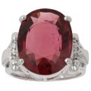 18ct White Gold 0.03ct Diamond and Red Gemstone Solitaire Ring
