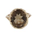 9ct Yellow Gold Smokey Quartz Single Stone Ring